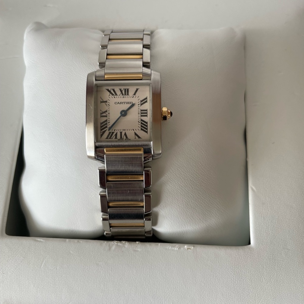 Small two tone Cartier Tank ladies watch